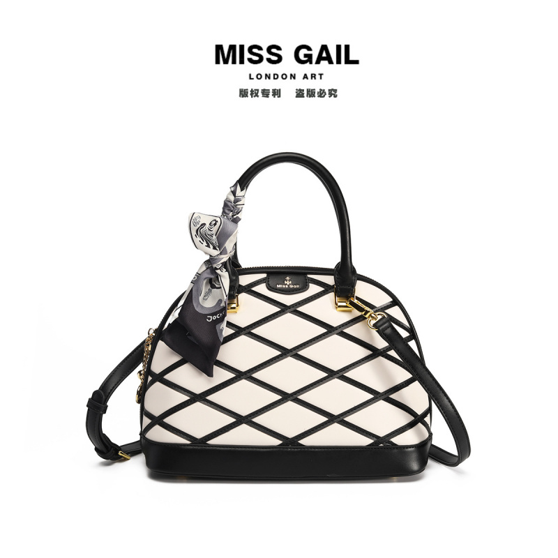 风潮黑白菱格贝壳包包高级感手提包女新款潮时尚单肩斜挎包