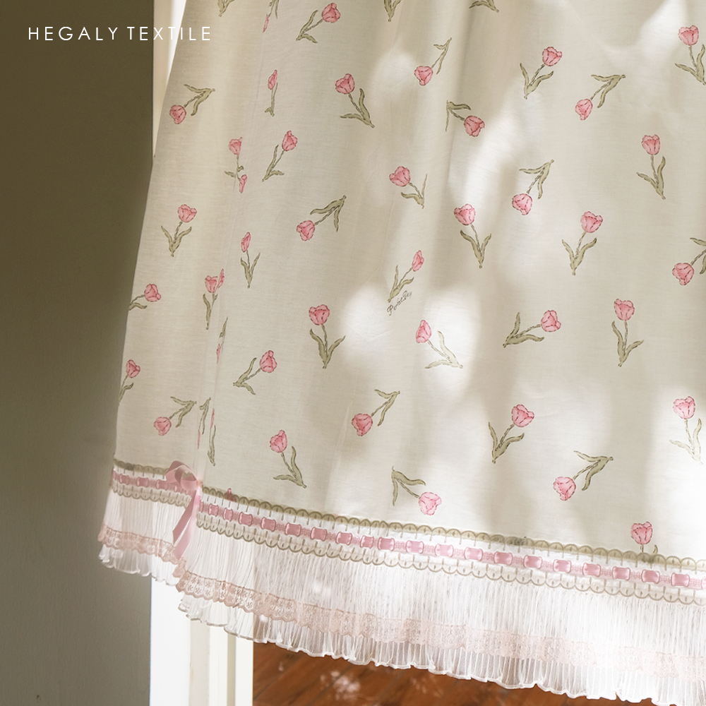 芭蕾风法式少女郁金香印花门帘