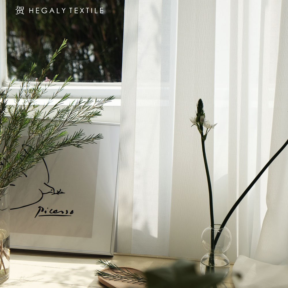 hegaly 吉光片羽白色纱帘简约优雅日式飘逸垂顺透光窗帘客厅阳台