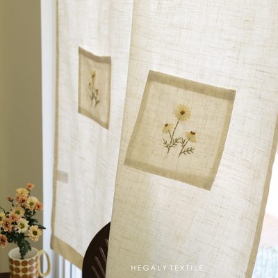 日式亚麻手工刺绣日式分片帘