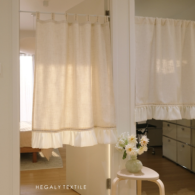 春日来信门帘半帘隔断厨房亚麻米