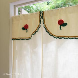 HEGALY 遇见玫瑰分片门帘隔断帘手工钩织装饰浪漫温柔淡米色复古