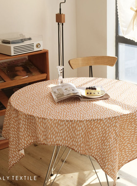 HEGALY 橙色点点桌布棉麻拍摄背景布节日温馨氛围感布艺装饰印花