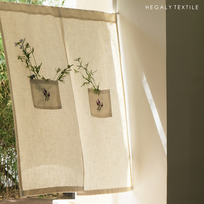 手工绣花亚麻门帘日式分片款