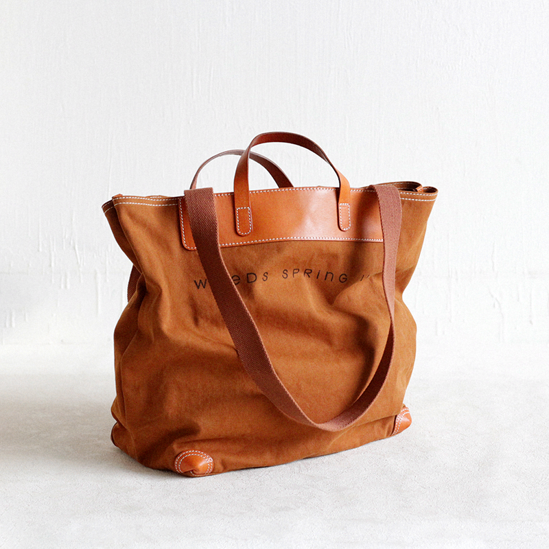 荣轻复古轻便帆布配皮单肩托特包