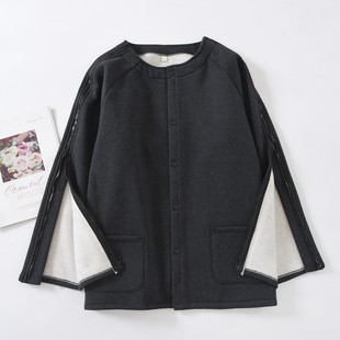 秋冬透析专用衣服男士手臂能打开的化疗上衣薄绒肩部骨折保暖上衣