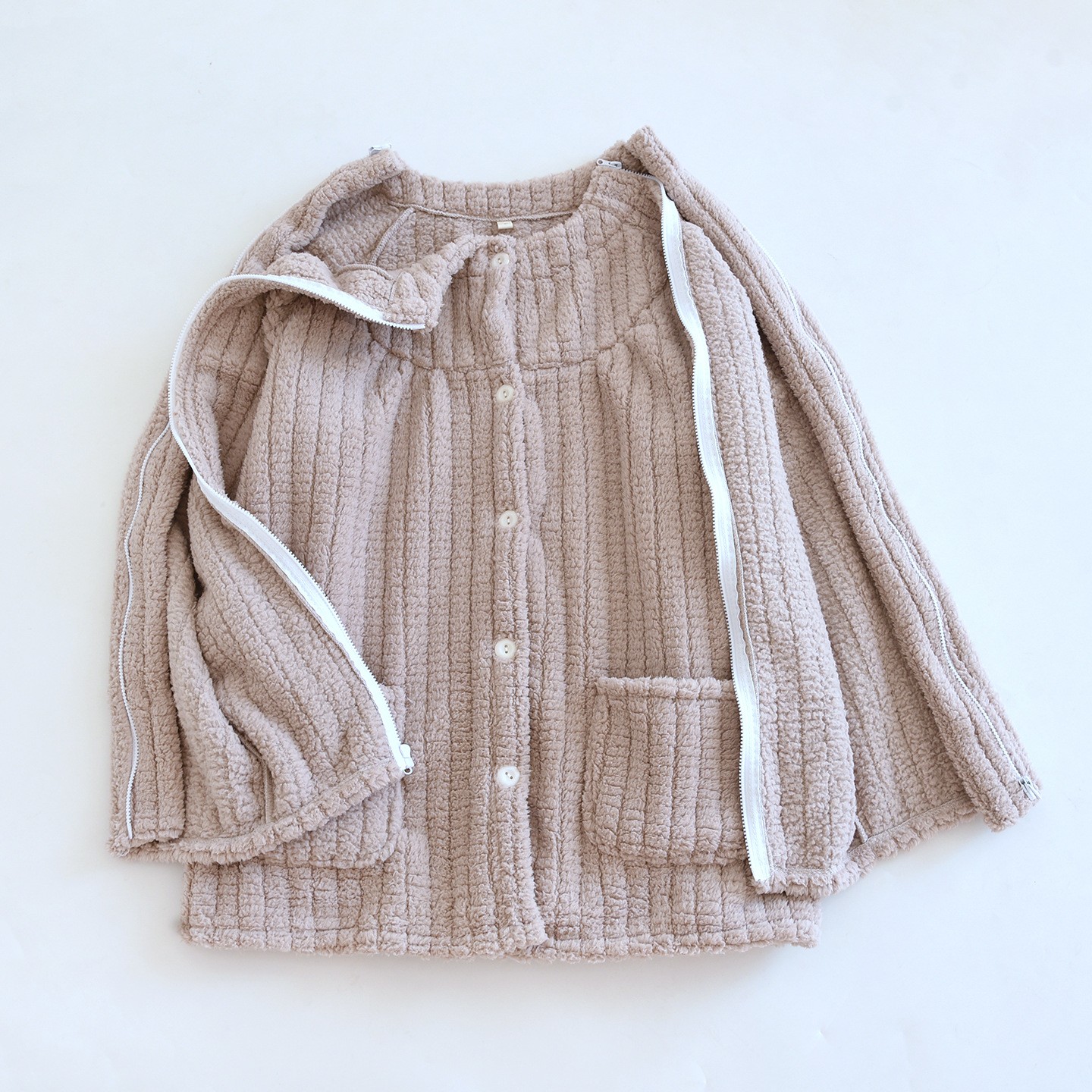 女病号服手臂开口拉链保暖上衣