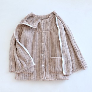 手臂开口化疗上衣女法兰绒病人服 袖子带拉链透析专用保暖衣厚款