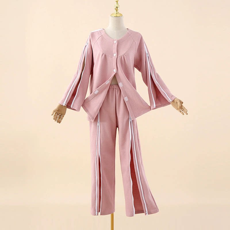 春秋中厚全开拉链护理服套装女