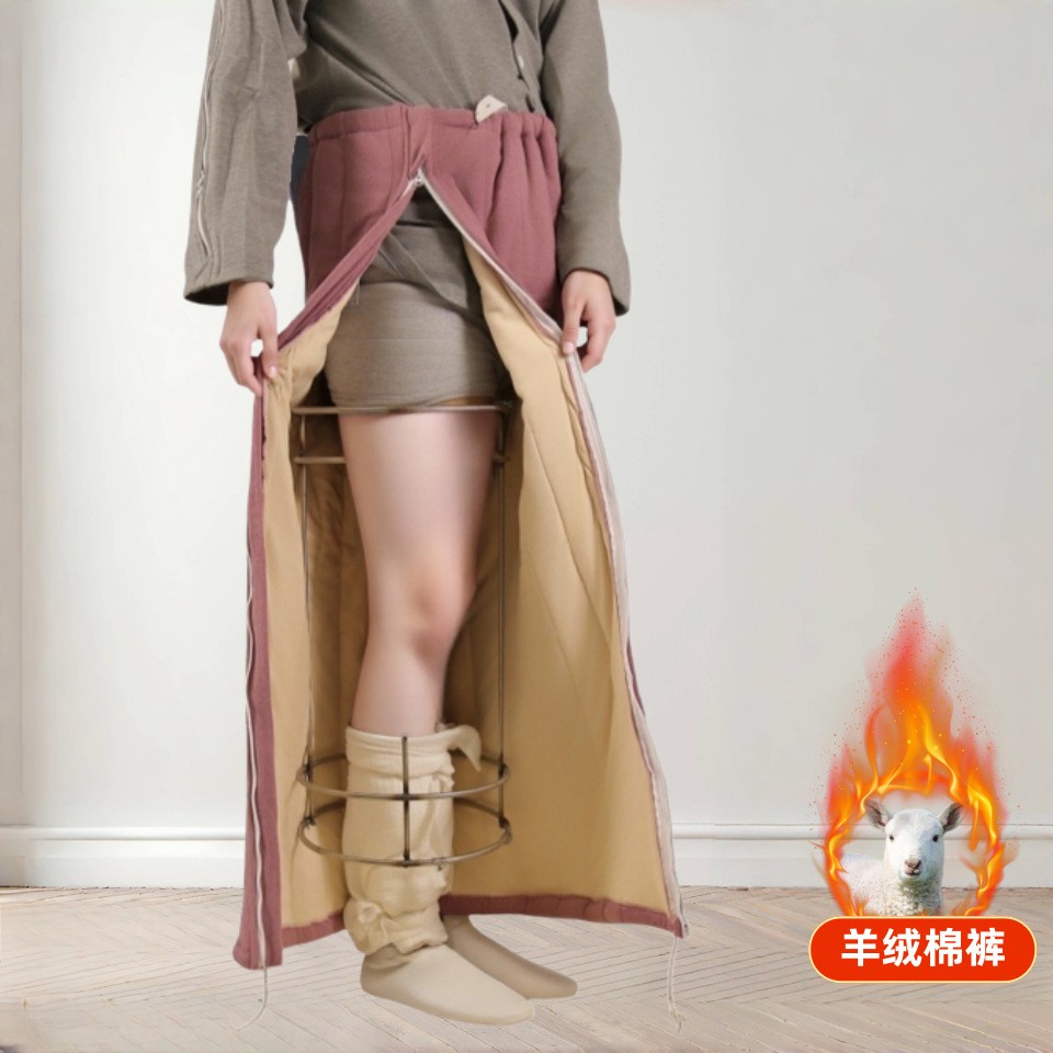 膝盖置换棉被女冬侧边拉链保暖裤