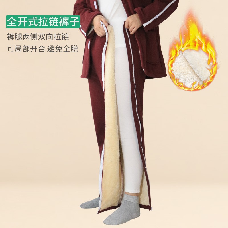 冬季加厚保暖拉链护理裤
