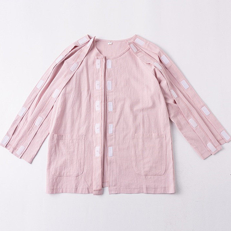 春夏纯棉女病员服手臂开口魔术贴