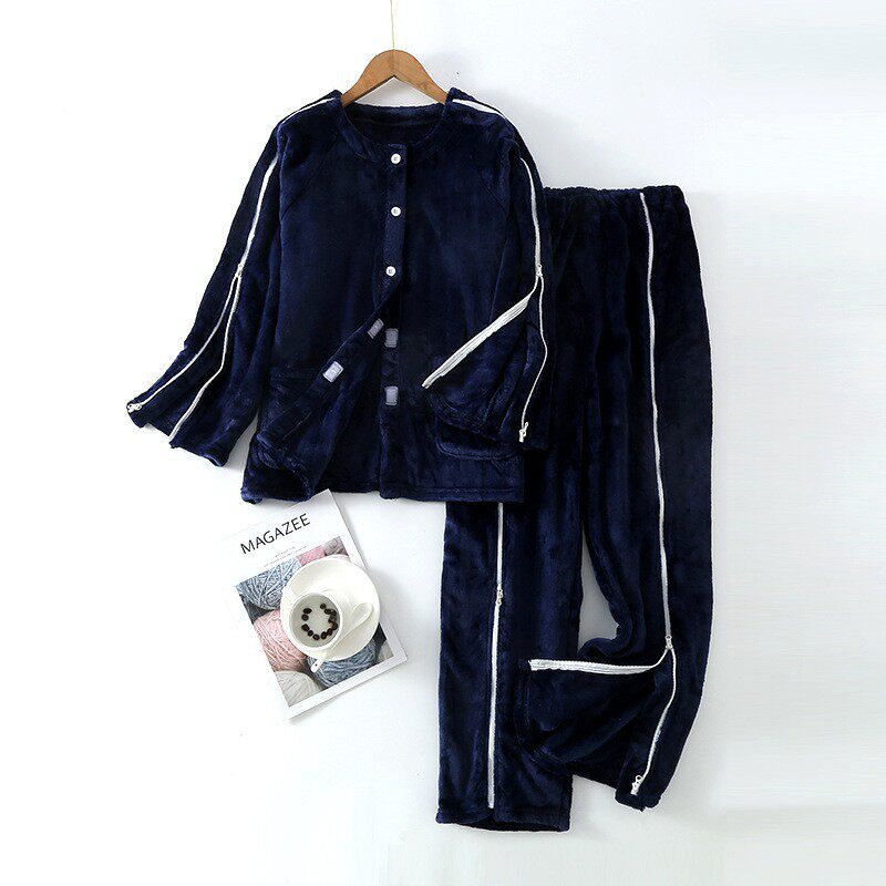 秋冬厚款卧床病人保暖护理服套装