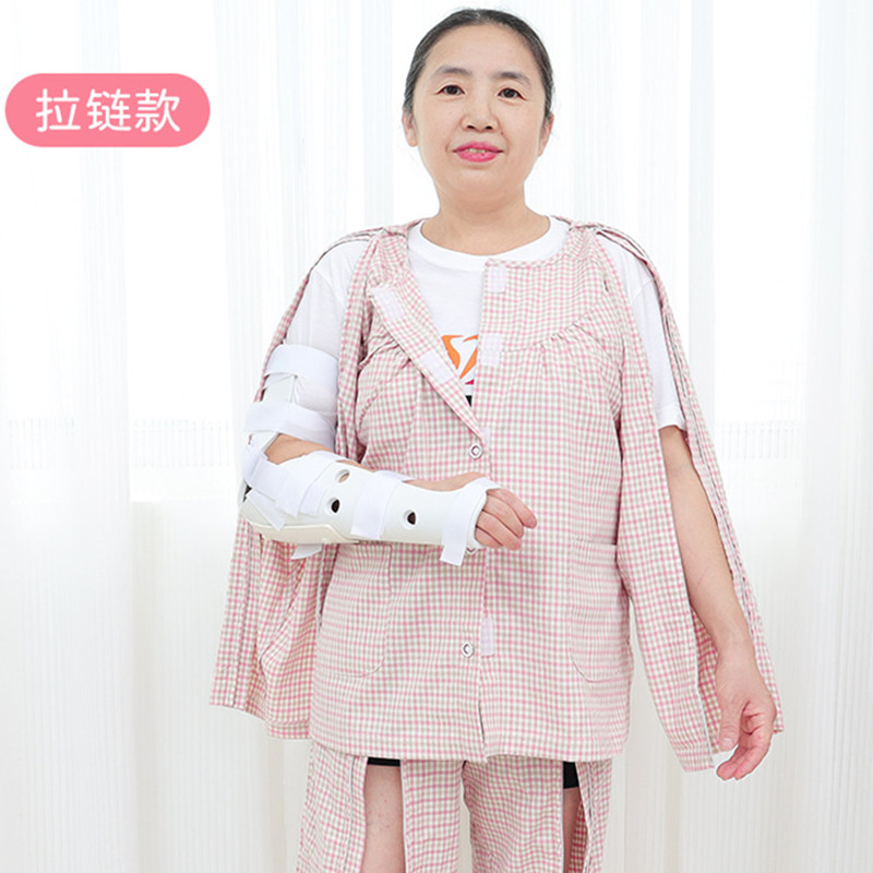 纯棉女手臂骨折肩术后易穿脱上衣
