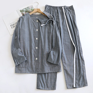 男士 子带拉链全开病人服装 肩膀受伤穿 裤 衣服衣袖 春夏护理服套装