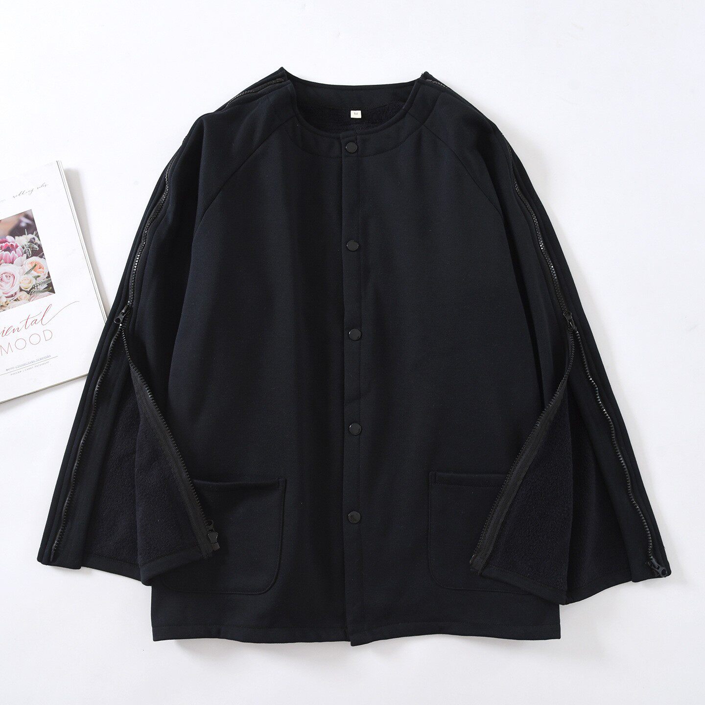 秋冬锁骨骨折衣服男手臂开口拉链