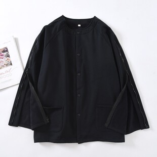 秋冬锁骨骨折衣服男手臂开口拉链病员服薄绒透析秋衣胳膊术后上衣