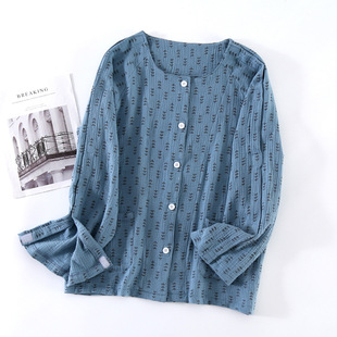 肩手术衣服男式长袖纯棉 魔术贴衬衫 血透上衣picc专用开肩护理服