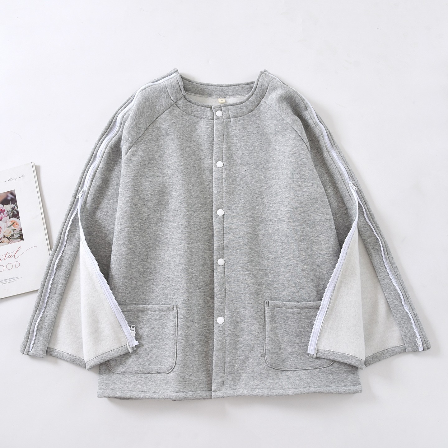 秋冬薄绒拉链袖肩部保暖护理服