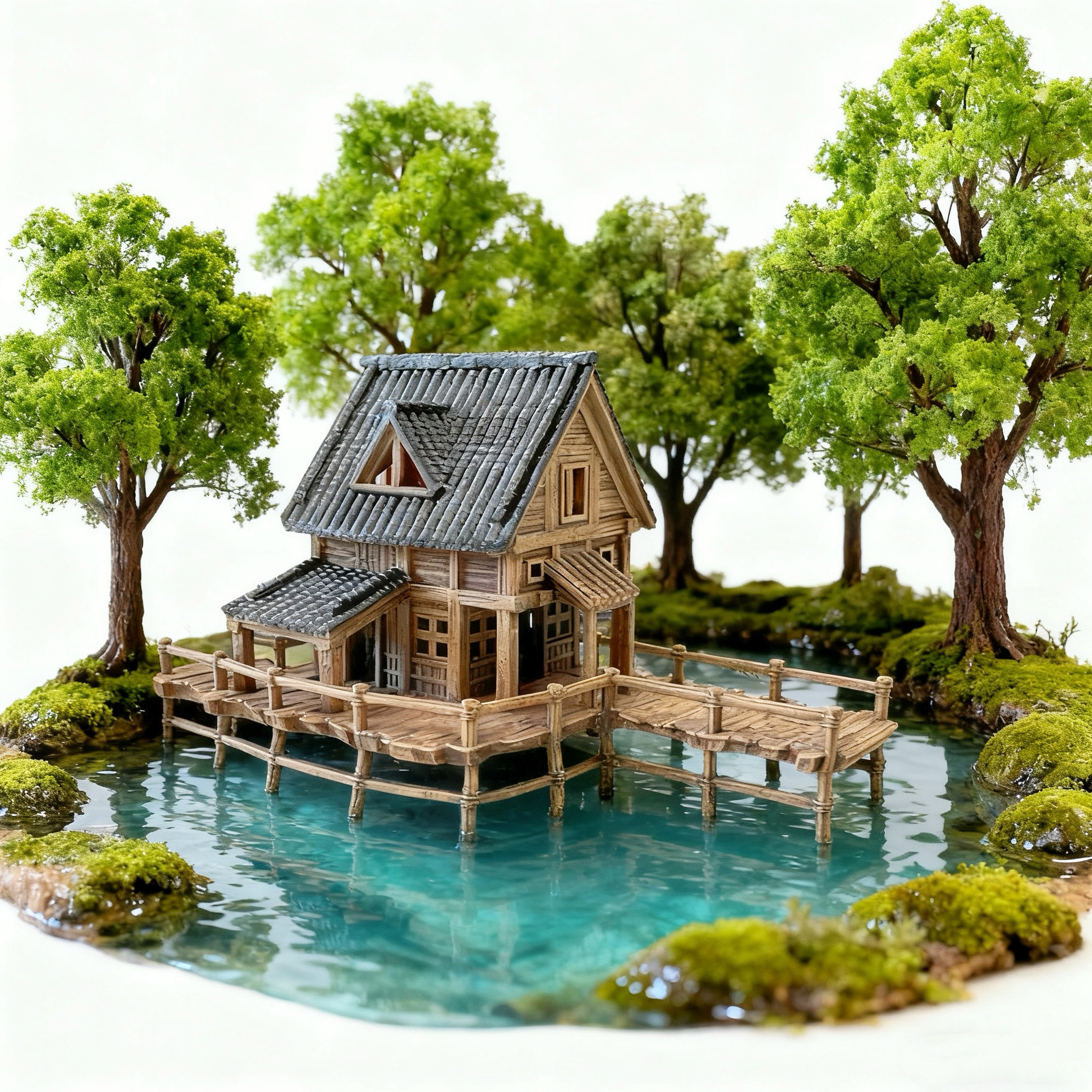 钰书房雨林造景景观水陆缸新品古建3D打印配件微景观国风树脂仿真