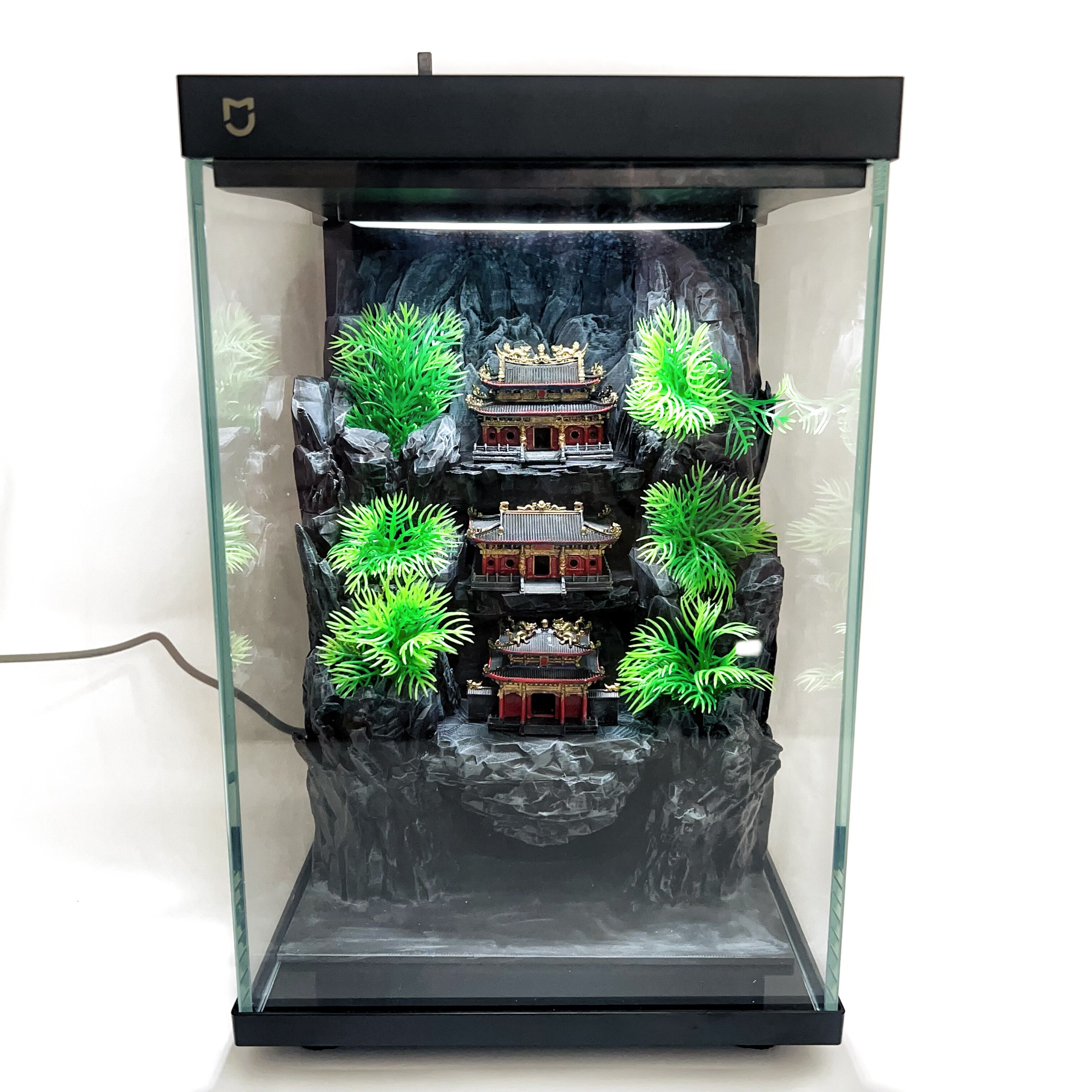 钰书房古建财神山财神殿小米鱼缸造景专用微景观摆件龙宫造景装饰