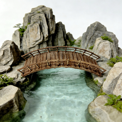 古风小桥流水陆缸造景摆件