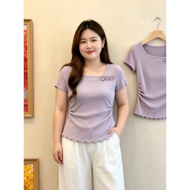 短袖宽松上衣胖MM大码