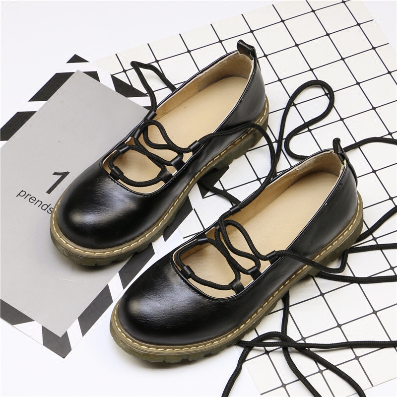 春季新款複古英倫風洛麗塔單鞋圓頭交叉綁帶淺口平底瑪麗珍女皮鞋在類目 女鞋, 低幫鞋中 - 來自Buy2taobao.com提供專業的淘寶代購服務