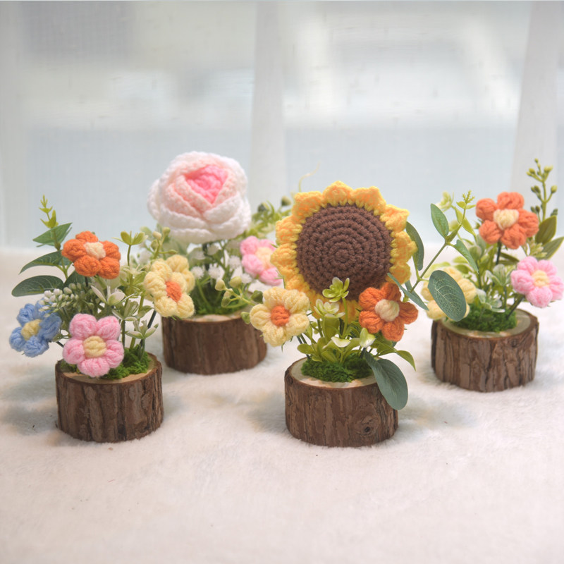 女生节实用礼物盆栽毛线树桩