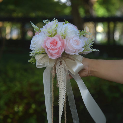 结婚领证手捧花新娘森系婚礼伴娘手工花球婚纱照假花拍照道具花束