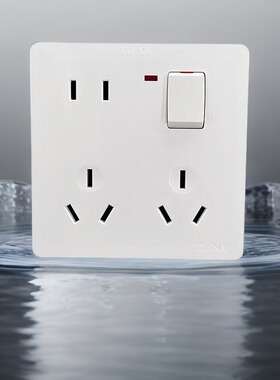 正泰开关86型面板 1开单开8孔一开单控八孔双控5孔五孔插座二三插