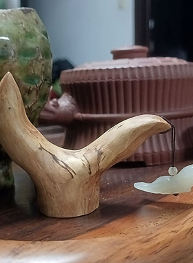 灵鸟清末老玉天然新疆和田玉手工雕刻灵鸟摆件吊坠古朴缘一