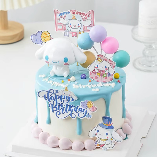 网红玉桂狗蛋糕装饰摆件卡通大耳狗儿童生日派对甜品台烘焙装扮