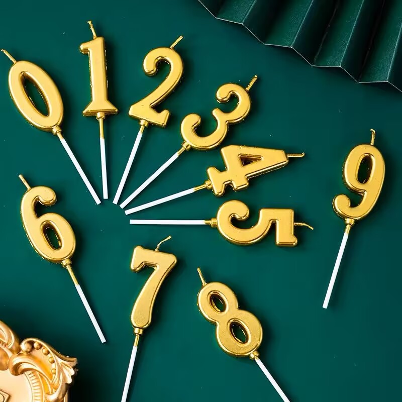 金色数字蜡烛过生日蛋糕装饰摆件环保无烟小蜡烛派对儿童甜品台
