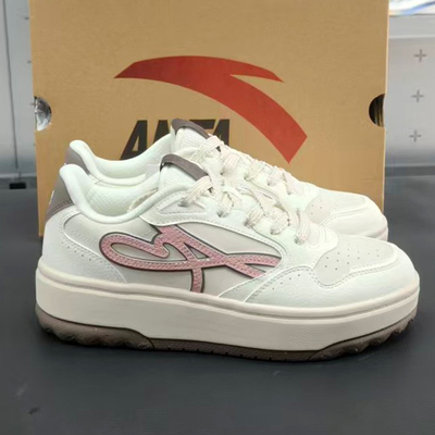 安踏女板鞋2025年夏季女子轻便时尚防滑休闲板鞋小白鞋122538035