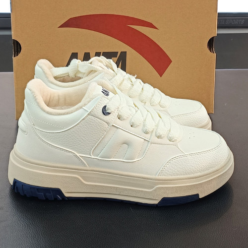 安踏丨加绒保暖板鞋棉鞋男冬季新款低帮小白鞋运动鞋112448920