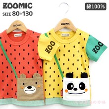 【现货】日本zoomic正品夏季新款童装日系假挎包卡通纯棉短袖T恤