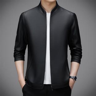 年新款秋冬季海皮宁衣款男士绵羊皮夹克休闲短SK68爸爸皮外套单款