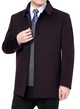 中年男中装羊毛呢86802大爸衣加厚冬装外套年人中长款妮子衣大爸