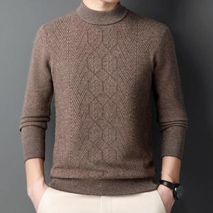 TB款 秋冬新山羊绒针织衫 保暖上衣S607 高衣毛纯色半领厚款 男长袖