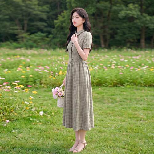 夏季复新款女装文艺子系带收古腰中长款SY2683-0时尚连衣格裙女