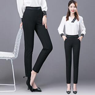 休闲裤 高腰松紧腰秋冬胖紧身脚裤 品铅小笔裤 女华情正大E6121码