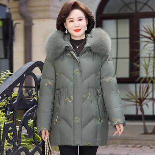 正品 绒服加厚保暖大毛领 白妈鹅绒女8867羽外套冬高档士中老年妈装