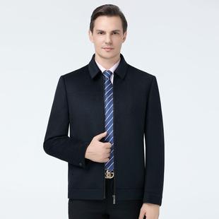 O大外商务休闲翻领绒羽绒内胆 羊秋衣冬中老年夹克男式 毛呢9901