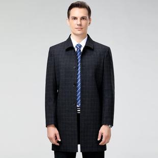 WL子夹克保暖外长男 套爸爸宽松毛呢7536 羊绒大衣中款 老年秋冬季