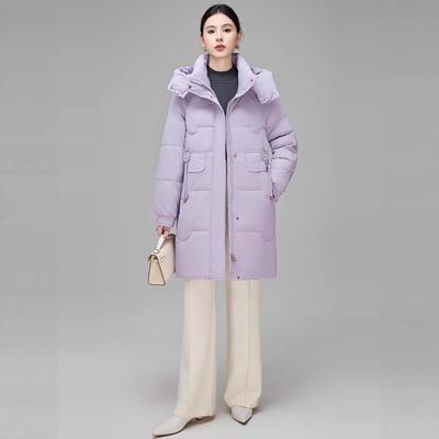 正品高档羽绒服女中羽长厚款加白绒中青年妈鸭妈装71-622显瘦绒衣