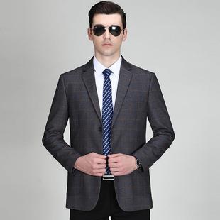 I款 中年士商务休闲纹格羊毛单外西职业正 西服春秋新男2019 男装