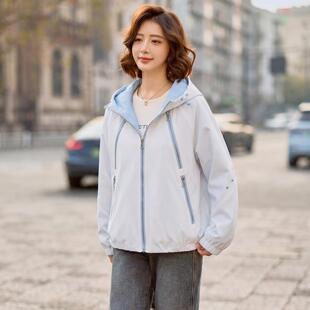 龄外套女春新宽款小个子时秋尚松连帽高端减LU9122-0百搭上衣