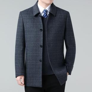 双面呢绒款毛大衣男中长中老年爸爸羊装羊毛呢外套呢880子带羽绒
