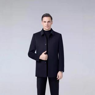 商休纯闲色鹅绒内胆羊毛呢子务外套 F11双面羊绒大衣款 短冬装 男士
